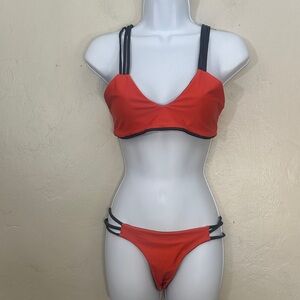 Chic Red and Black Bikini Set